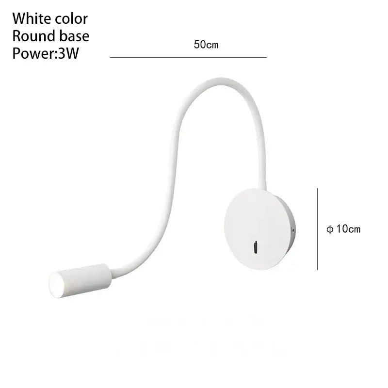 Modern white flexible led wall spot light bedroom reading lamp