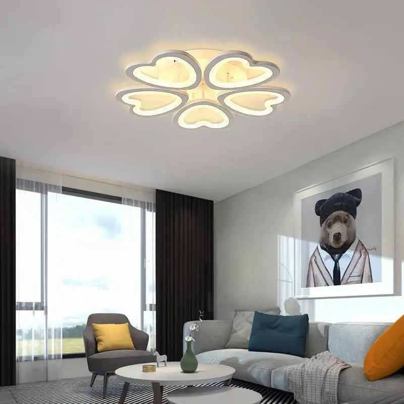 Modern white flower acrylic led ceiling chandelier for living room