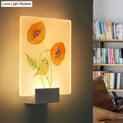Modern white flower bird wall lamp – bedroom corner led mural