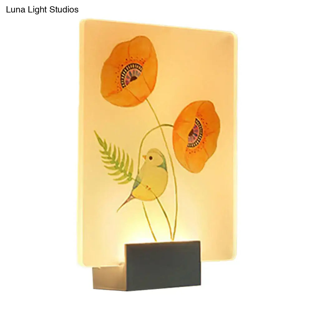 Modern white flower bird wall lamp – bedroom corner led mural