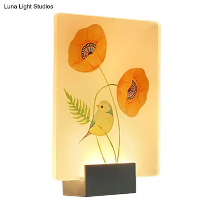 Modern white flower bird wall lamp – bedroom corner led mural