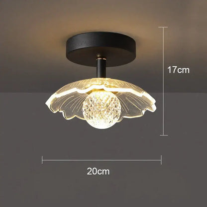 Modern white flower led ceiling lamp bedroom crystal decor