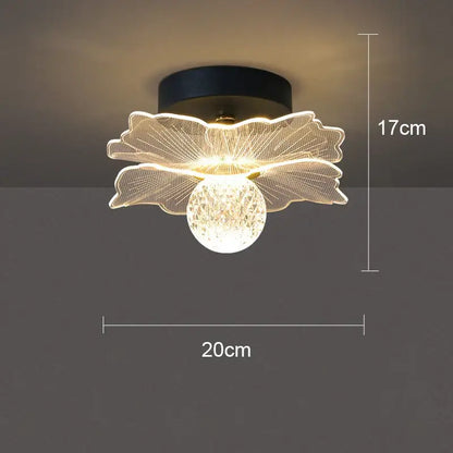 Modern white flower led ceiling lamp bedroom crystal decor