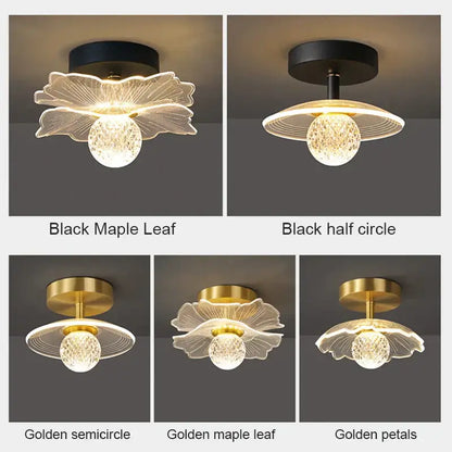 Modern white flower led ceiling lamp bedroom crystal decor