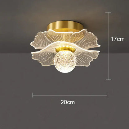 Modern white flower led ceiling lamp bedroom crystal decor