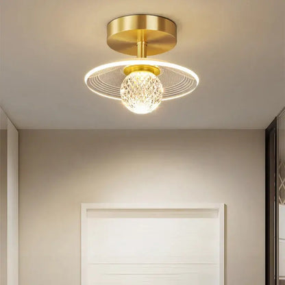 Modern white flower led ceiling lamp bedroom crystal decor