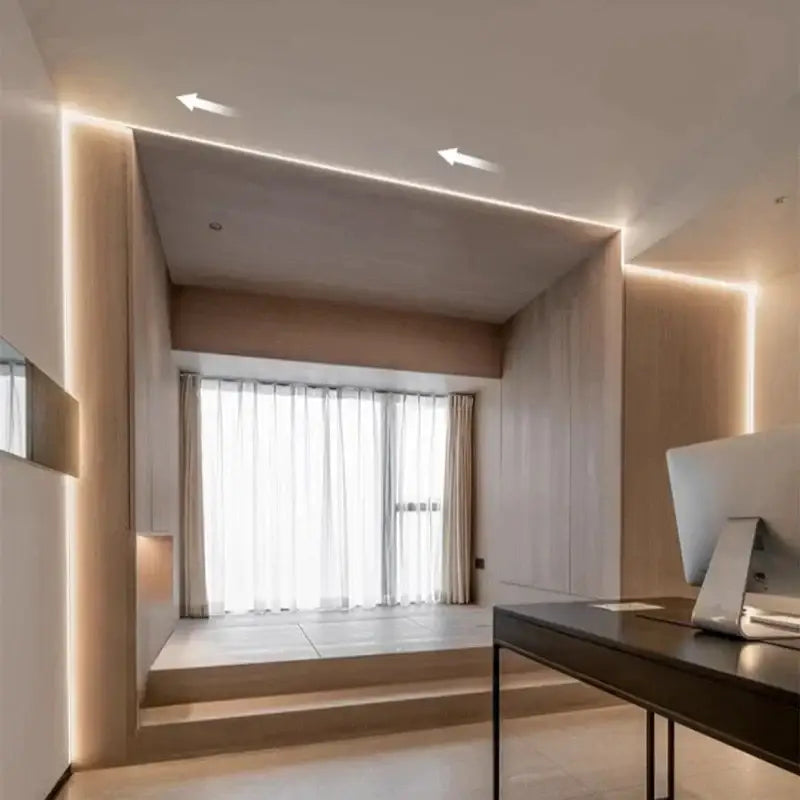 Modern white flowing led strip light living room wall decor