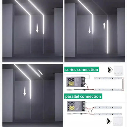 Modern white flowing led strip light living room wall decor