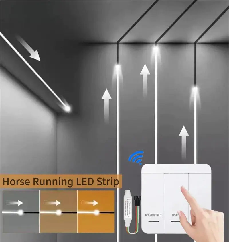 Modern white flowing led strip light living room wall decor