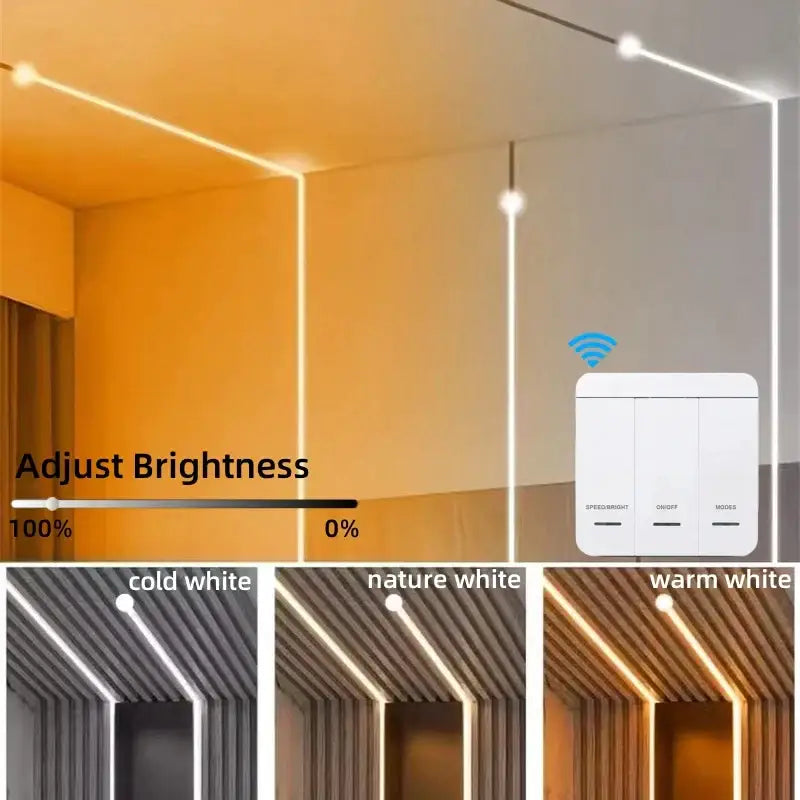 Modern white flowing led strip light living room wall decor
