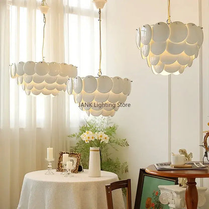 Modern white french ceramic chandelier living room pendant light