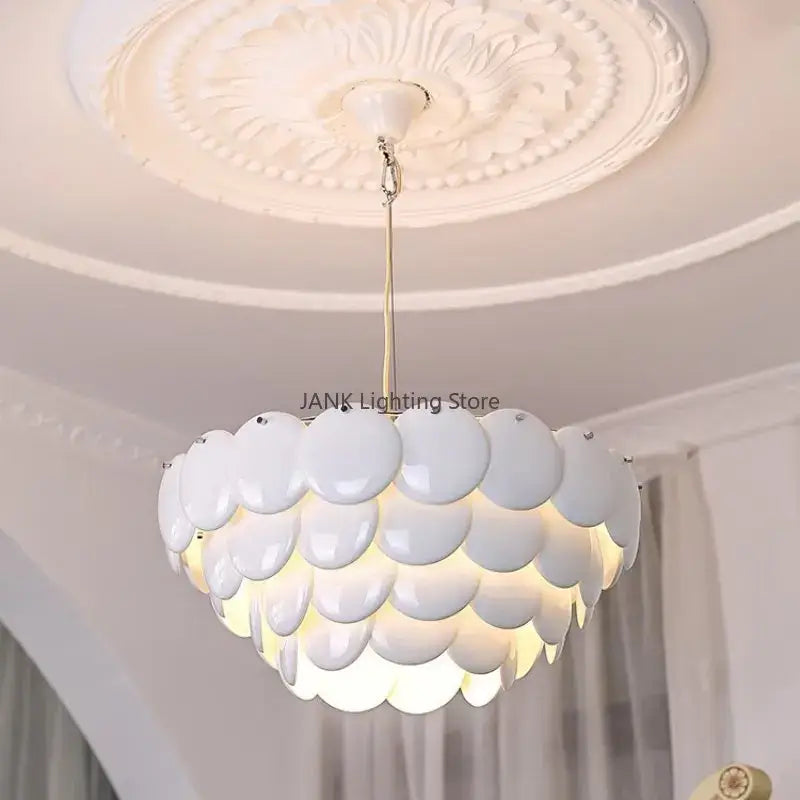 Modern white french ceramic chandelier living room pendant light