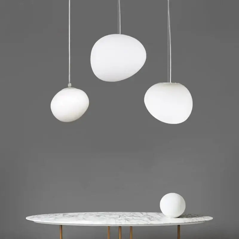 Modern white frosted glass ball led pendant light dining room set