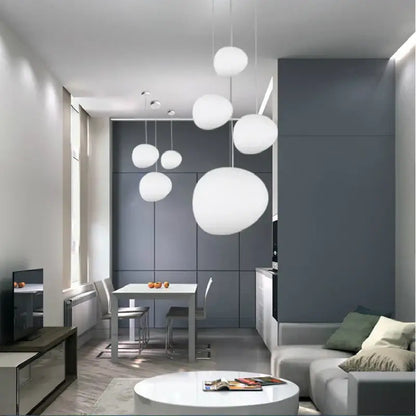 Modern white frosted glass ball led pendant light dining room set