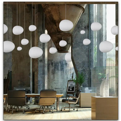 Modern white frosted glass ball led pendant light dining room set