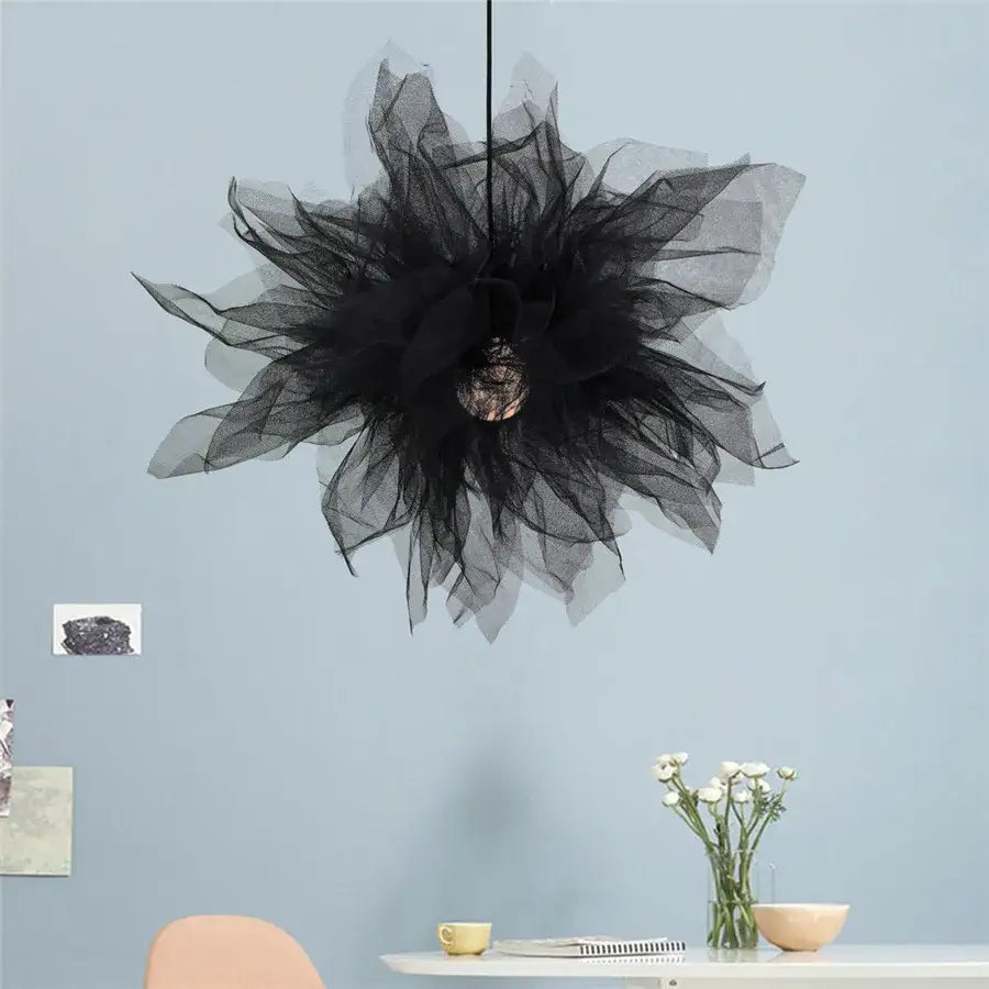 Modern white gauze flower pendant light bedroom chandelier