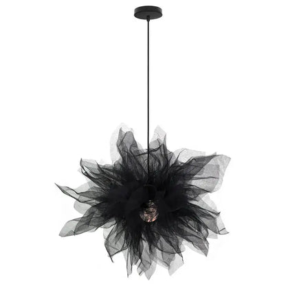 Modern white gauze flower pendant light bedroom chandelier