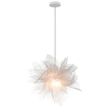 Modern white gauze flower pendant light bedroom chandelier