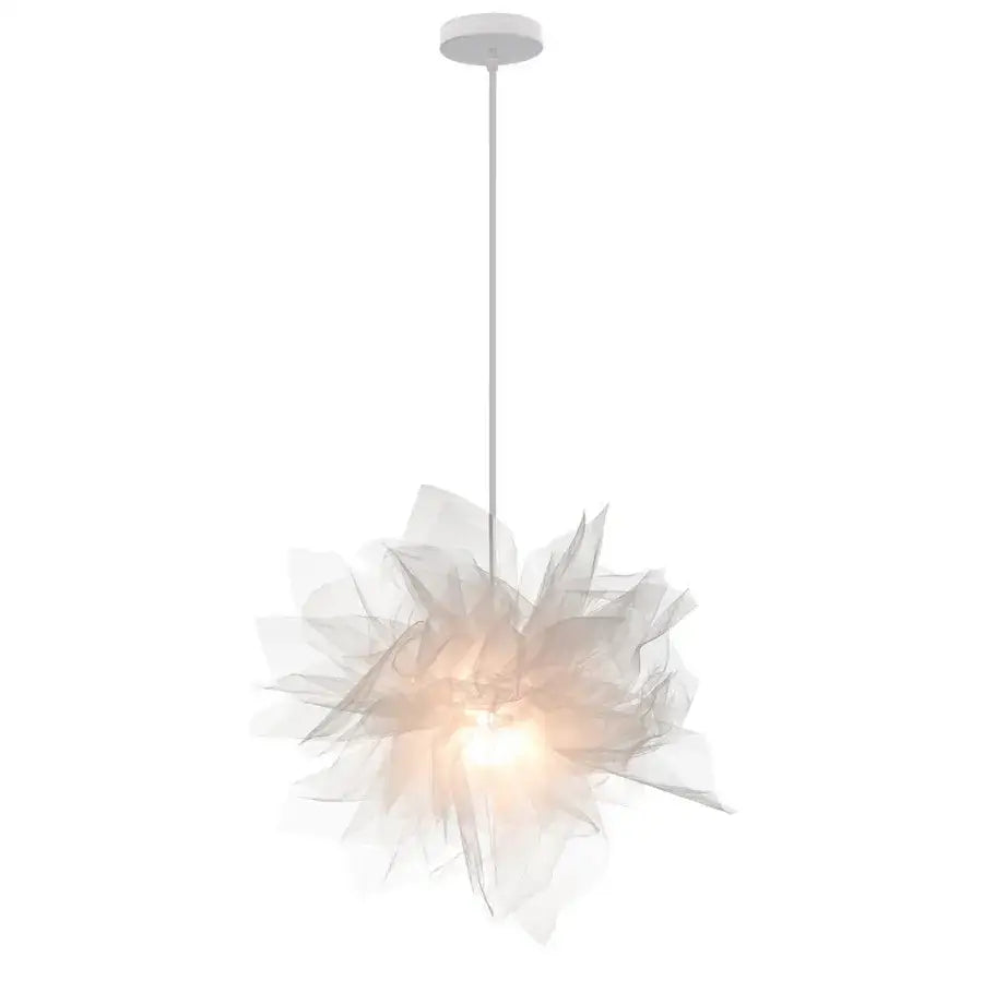 Modern white gauze flower pendant light bedroom chandelier