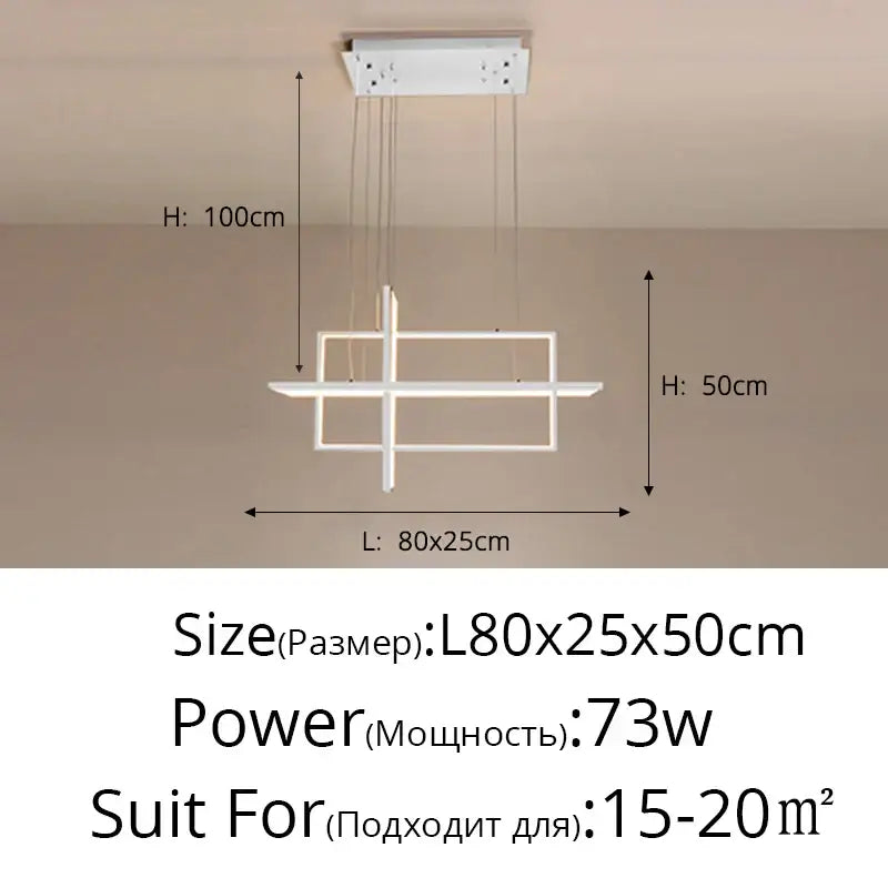 Modern white geometric aluminum pendant light for living room