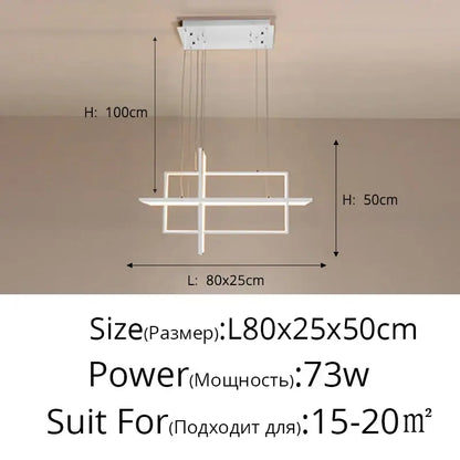 Modern white geometric aluminum pendant lights for dining room