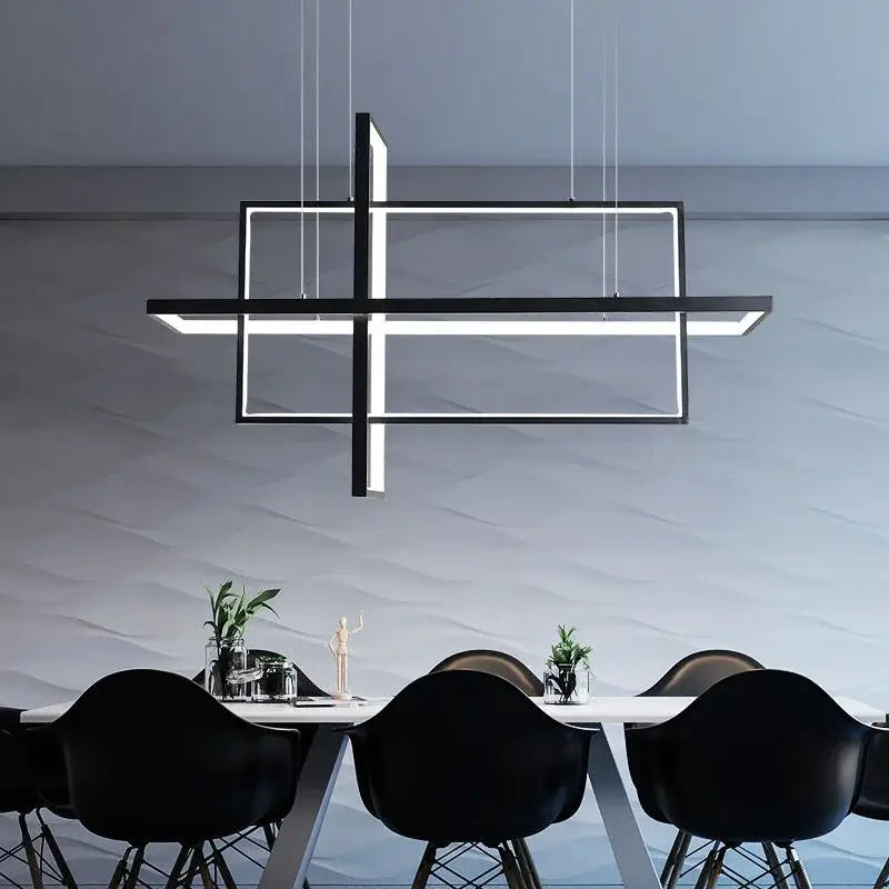 Modern white geometric aluminum pendant lights for dining room