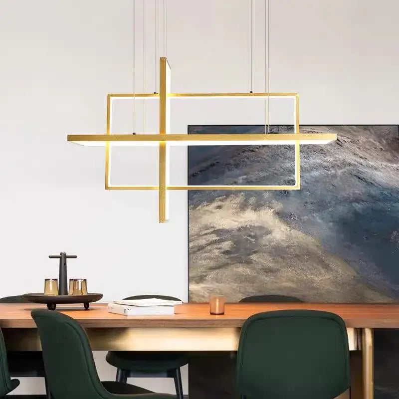 Modern white geometric aluminum pendant lights for dining room