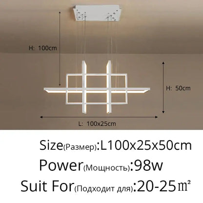 Modern white geometric aluminum pendant lights for dining room