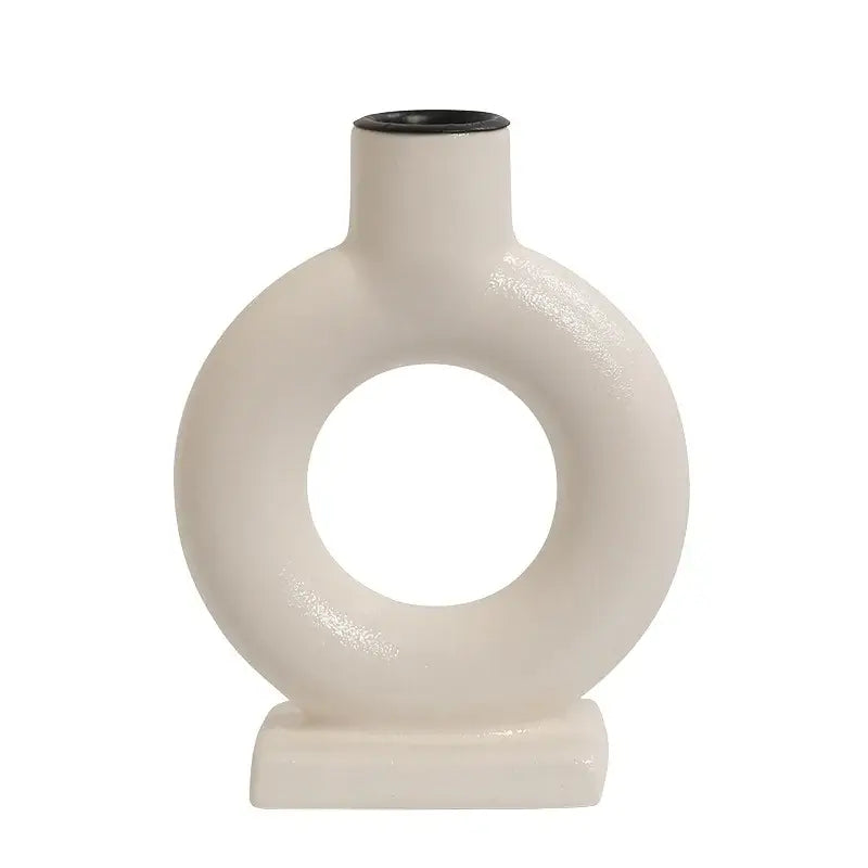 Modern white geometric ceramic candle holders living room decor