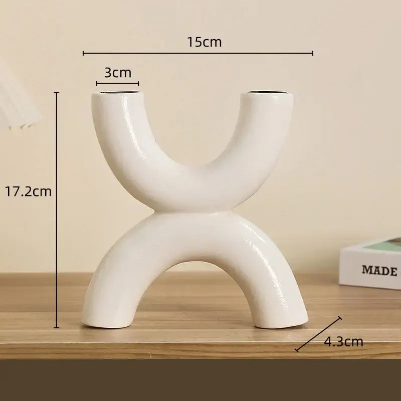 Modern white geometric ceramic candle holders living room decor
