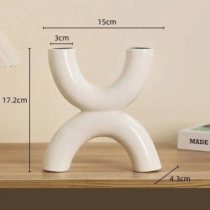 Modern white geometric ceramic candle holders living room decor