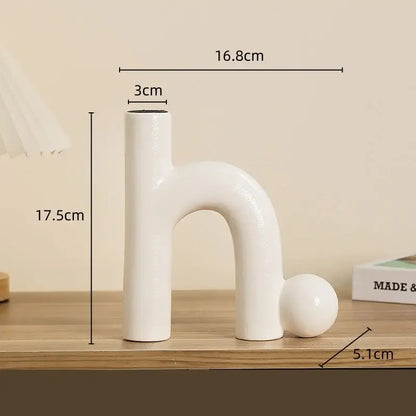 Modern white geometric ceramic candle holders living room decor