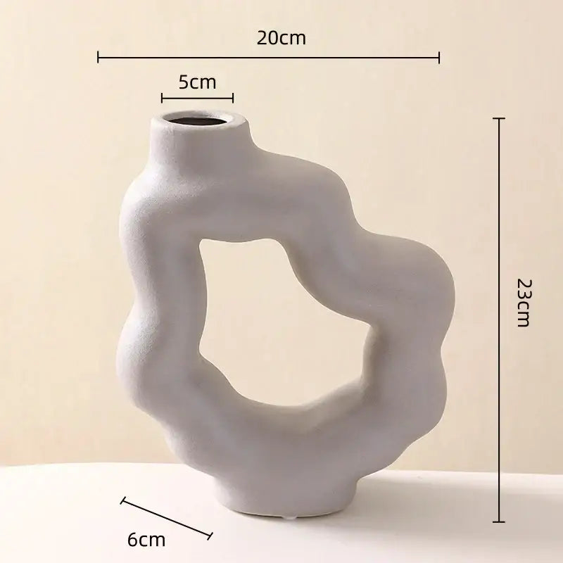 Modern white geometric ceramic flower vase living room decor