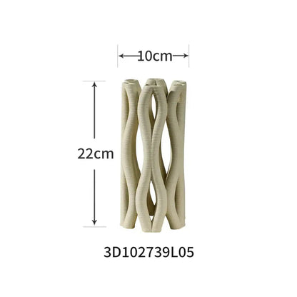 Modern white geometric ceramic hollow vases living room decor