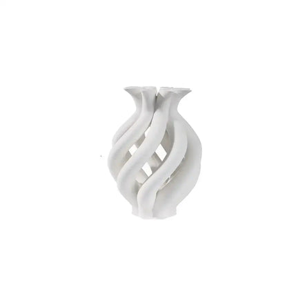 Modern white geometric ceramic hollow vases living room decor
