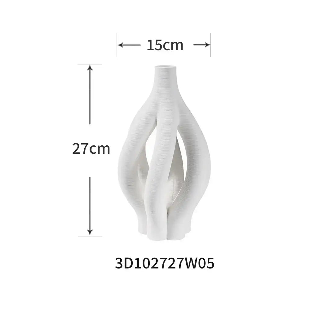 Modern white geometric ceramic hollow vases living room decor