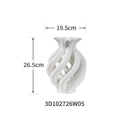 Modern white geometric ceramic hollow vases living room decor