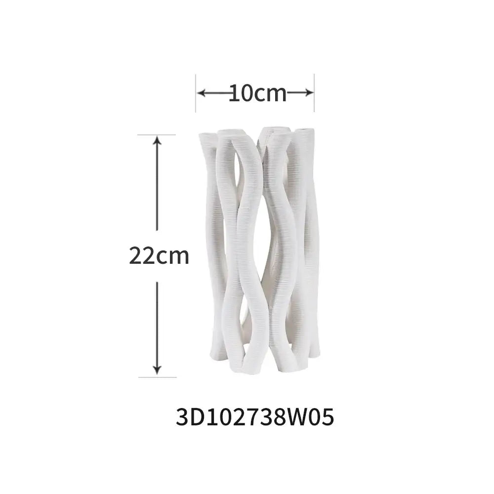 Modern white geometric ceramic hollow vases living room decor