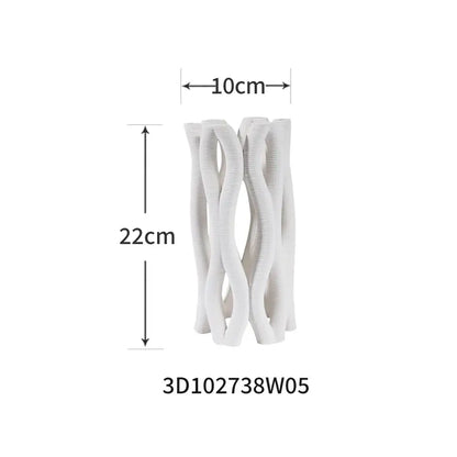 Modern white geometric ceramic hollow vases living room decor