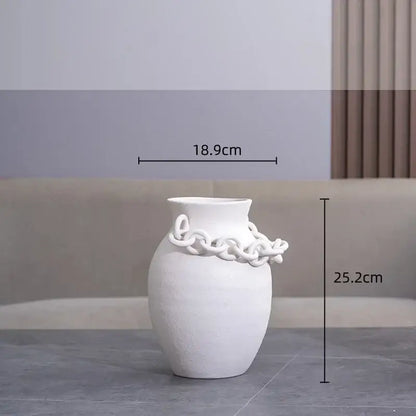 Modern white geometric chain porcelain vase living room decor