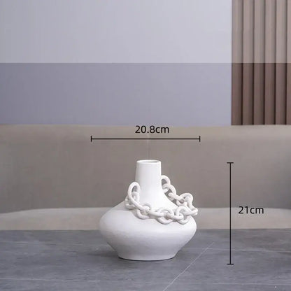 Modern white geometric chain porcelain vase living room decor