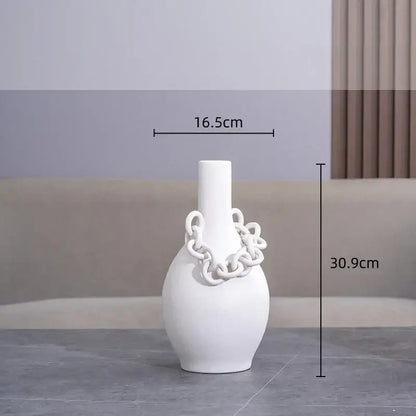 Modern white geometric chain porcelain vase living room decor