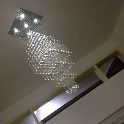 Modern white geometric crystal ceiling chandelier living room light