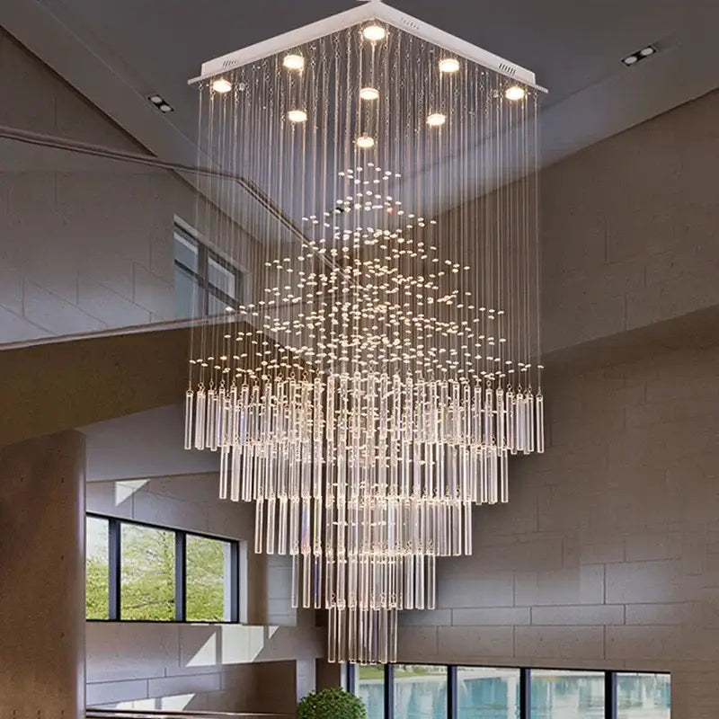 Modern white geometric crystal ceiling chandelier living room light