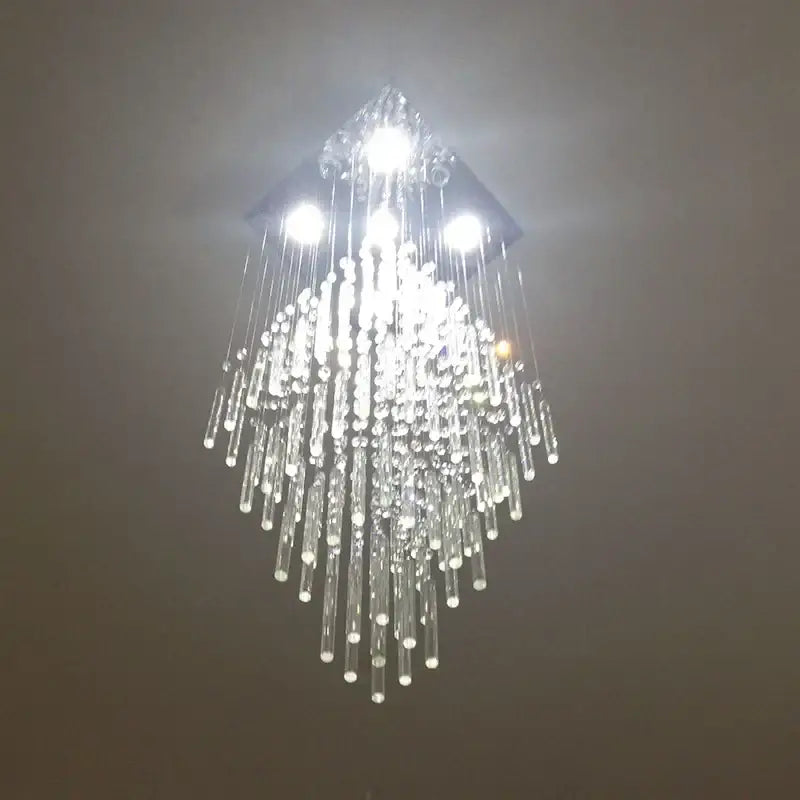 Modern white geometric crystal ceiling chandelier living room light