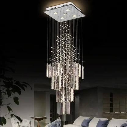 Modern white geometric crystal ceiling chandelier living room light