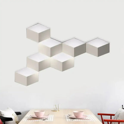 Modern white geometric design wall lamp light fixture living room