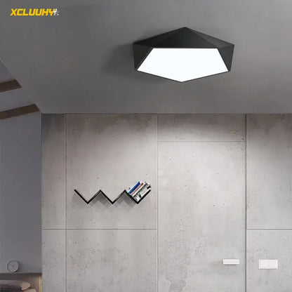 Modern white geometric led ceiling lamp living room angular light