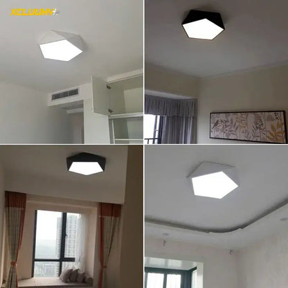Modern white geometric led ceiling lamp living room angular light