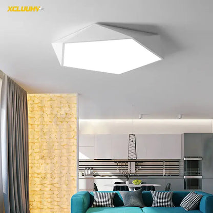 Modern white geometric led ceiling lamp living room angular light